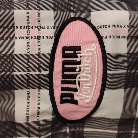 Puma x Von Dutch Reversible Black, Pink & White Colorblock & Plaid Windbreaker M - Picture 11 of 11